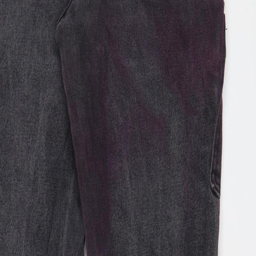 PRETTYLITTLETHING Womens Grey Cotton Tapered Jeans Size 10 L27 in Regular Zip - Purple tint, Cuffed