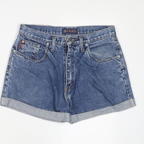 Joe Bloggs Womens Blue Cotton Boyfriend Shorts Size 32 L3 in Relaxed Zip - Pockets