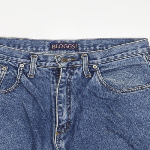 Joe Bloggs Womens Blue Cotton Boyfriend Shorts Size 32 L3 in Relaxed Zip - Pockets