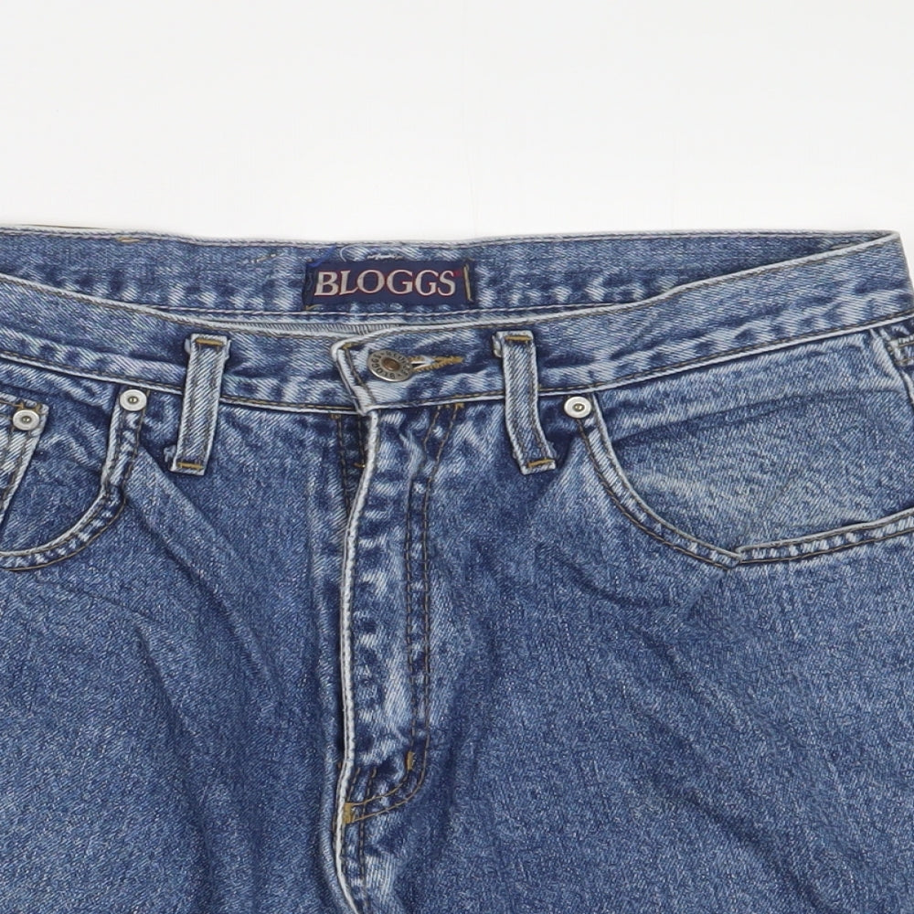 Joe Bloggs Womens Blue Cotton Boyfriend Shorts Size 32 L3 in Relaxed Zip - Pockets