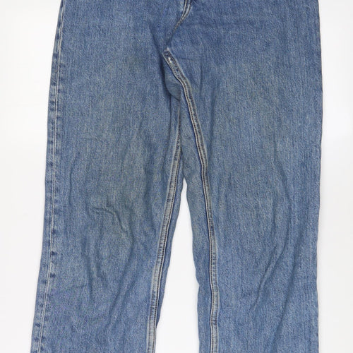 Monki Womens Blue Cotton Straight Jeans Size 26 in L31 in Regular Zip - Pockets