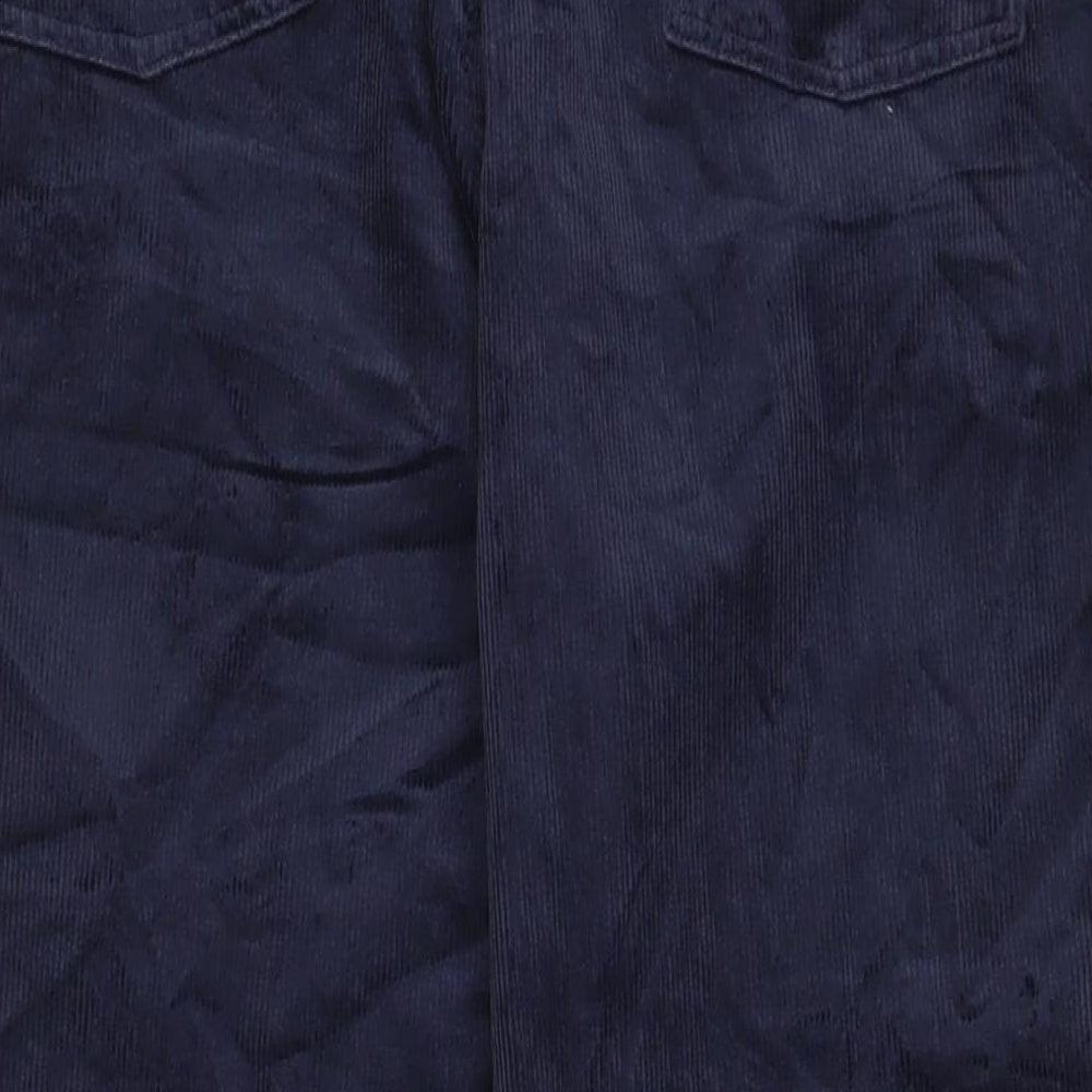 Per Una Womens Blue Cotton Trousers Size 16 L26 in Regular Zip - Pockets