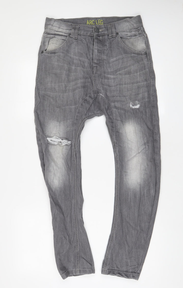 Denim & Co. Mens Grey Cotton Tapered Jeans Size 30 in L30 in Regular Zip - Arc Leg