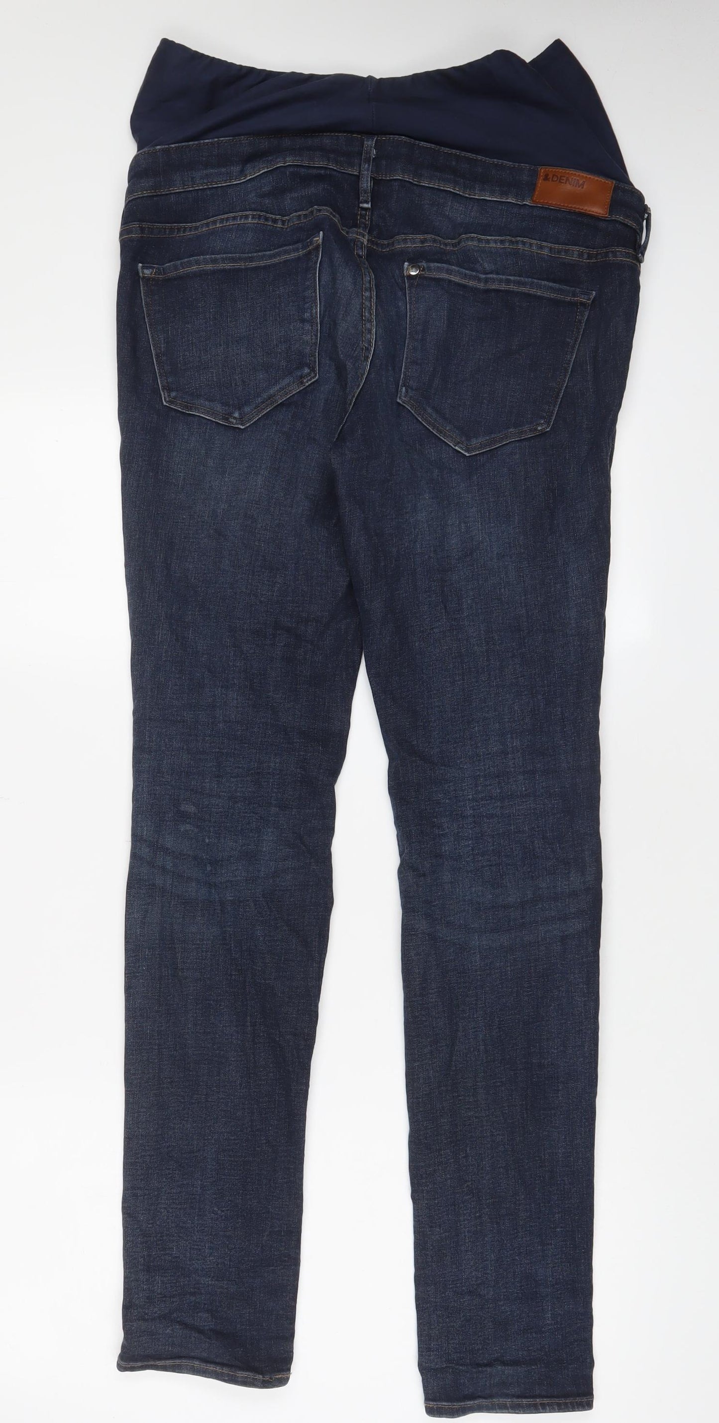 H&M Womens Blue Cotton Straight Jeans Size 12 L32 in Slim Button - Pockets
