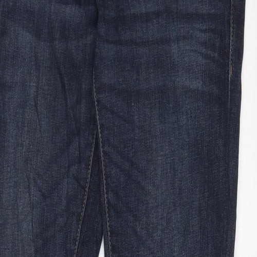 H&M Womens Blue Cotton Straight Jeans Size 12 L32 in Slim Button - Pockets