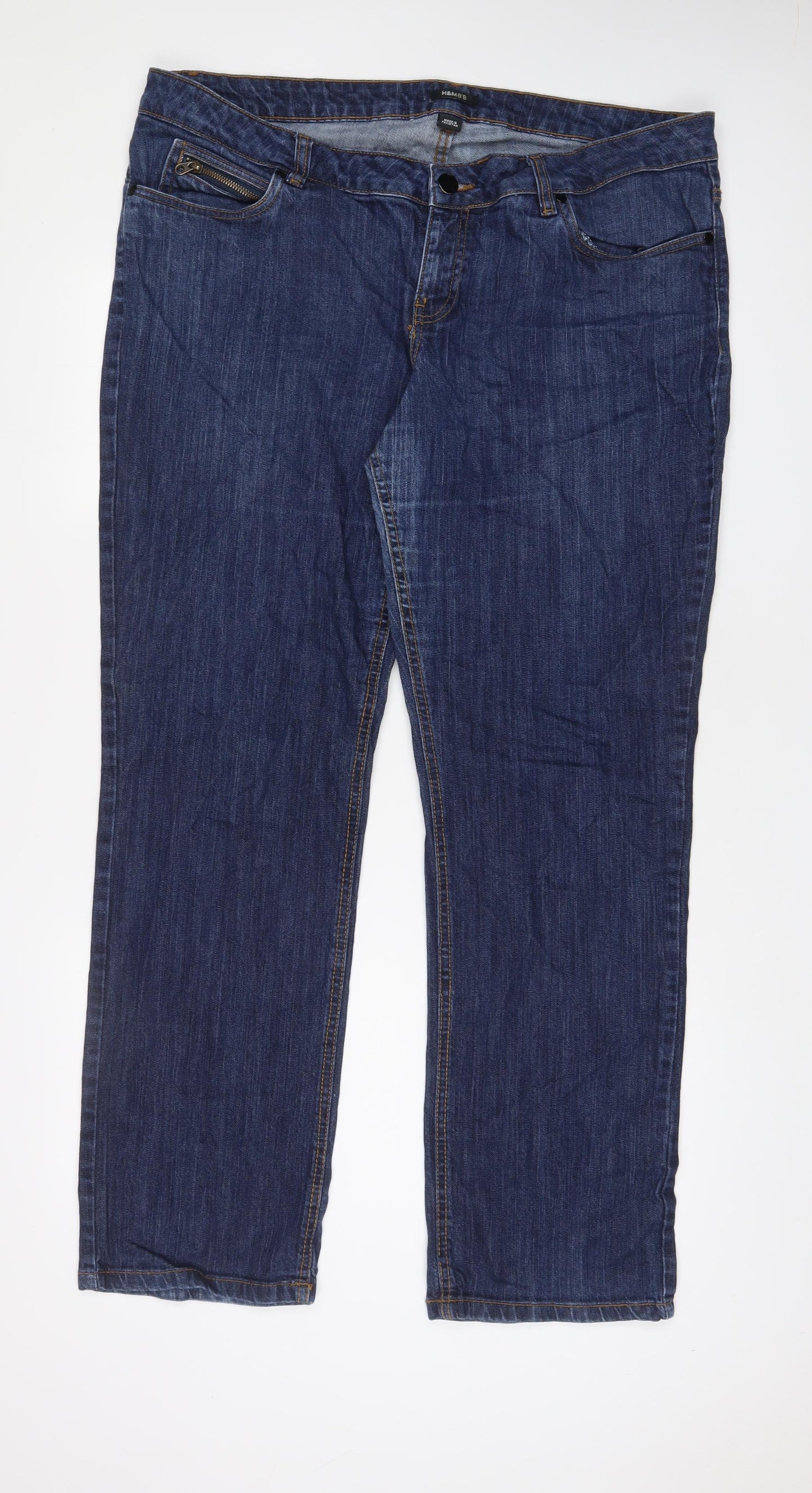 H&M Mens Blue Cotton Straight Jeans Size 40 in L32 in Regular Zip - Pockets