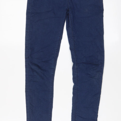 Matalan Girls Blue Cotton Skinny Jeans Size 12 Years Regular Zip - Adjustable waist, Pockets