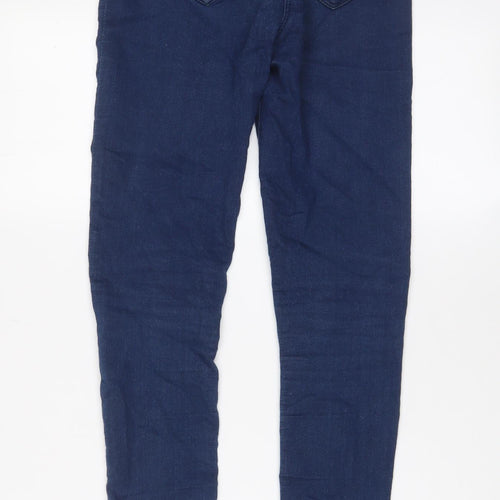 Matalan Girls Blue Cotton Skinny Jeans Size 12 Years Regular Zip - Adjustable waist, Pockets