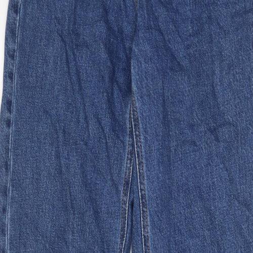 Stradivarius Womens Blue Cotton Straight Jeans Size 6 L33 in Regular Zip - Pockets