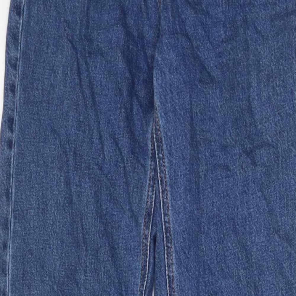 Stradivarius Womens Blue Cotton Straight Jeans Size 6 L33 in Regular Zip - Pockets