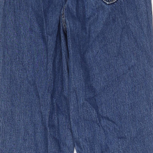 Stradivarius Womens Blue Cotton Straight Jeans Size 6 L33 in Regular Zip - Pockets