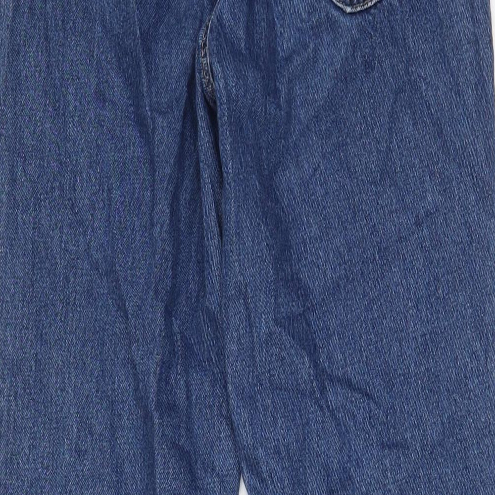 Stradivarius Womens Blue Cotton Straight Jeans Size 6 L33 in Regular Zip - Pockets