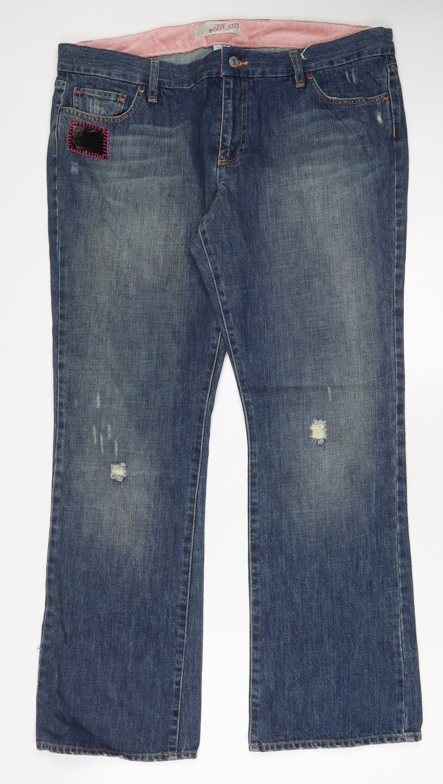 Old Navy Womens Blue Cotton Bootcut Jeans Size 18 L32 in Regular Zip - Pockets