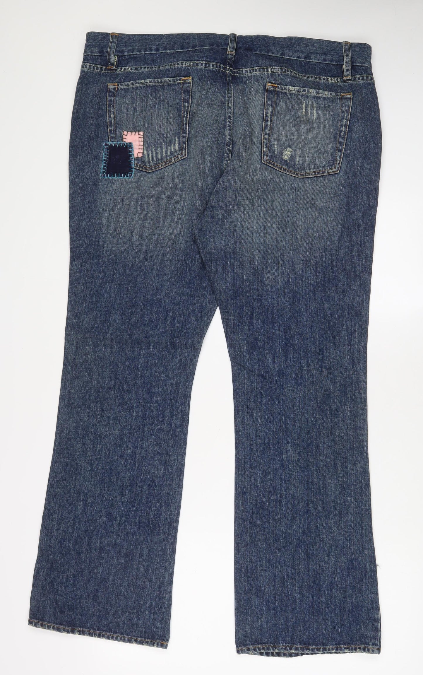 Old Navy Womens Blue Cotton Bootcut Jeans Size 18 L32 in Regular Zip - Pockets