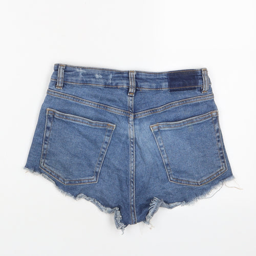 H&M Womens Blue Cotton Basic Shorts Size 8 Regular Zip