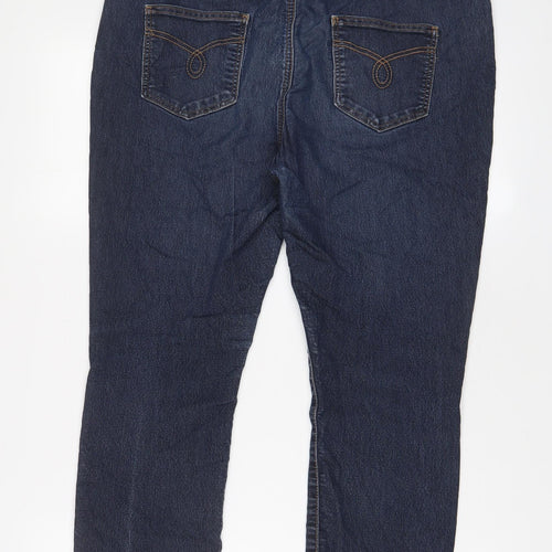 Wallis Womens Blue Cotton Capri Jeans Size 16 L23 in Regular Zip - Pockets