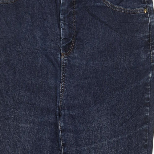 Wallis Womens Blue Cotton Capri Jeans Size 16 L23 in Regular Zip - Pockets