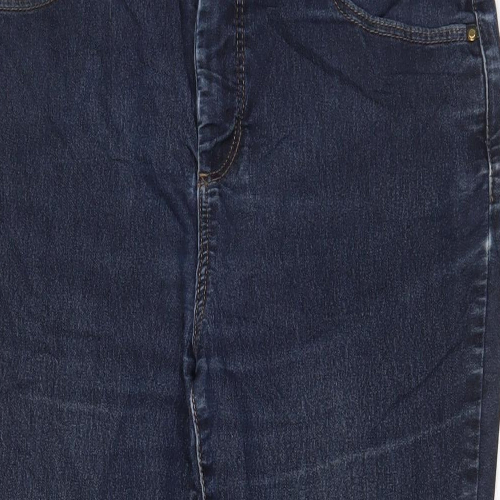 Wallis Womens Blue Cotton Capri Jeans Size 16 L23 in Regular Zip - Pockets
