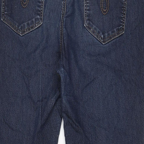 Wallis Womens Blue Cotton Capri Jeans Size 16 L23 in Regular Zip - Pockets
