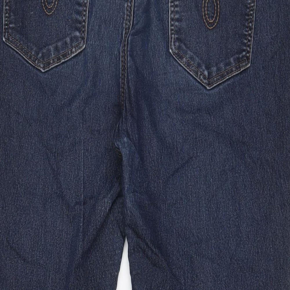 Wallis Womens Blue Cotton Capri Jeans Size 16 L23 in Regular Zip - Pockets
