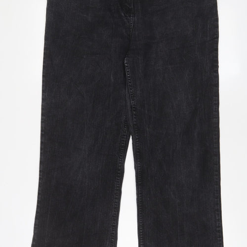 TU Womens Black Cotton Bootcut Jeans Size 16 L28 in Regular Zip - Pockets
