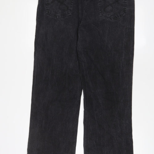 TU Womens Black Cotton Bootcut Jeans Size 16 L28 in Regular Zip - Pockets