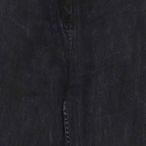 TU Womens Black Cotton Bootcut Jeans Size 16 L28 in Regular Zip - Pockets