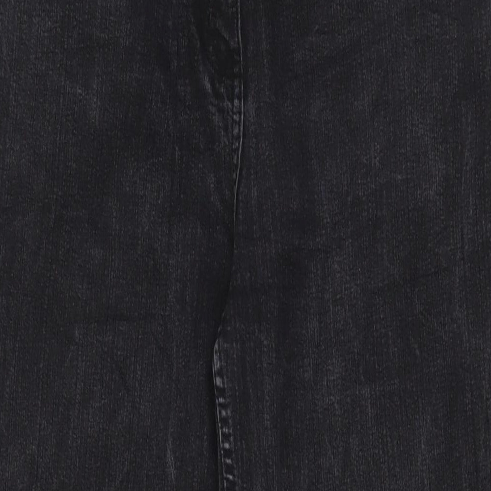 TU Womens Black Cotton Bootcut Jeans Size 16 L28 in Regular Zip - Pockets