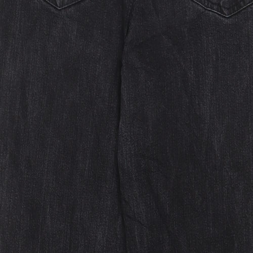 TU Womens Black Cotton Bootcut Jeans Size 16 L28 in Regular Zip - Pockets