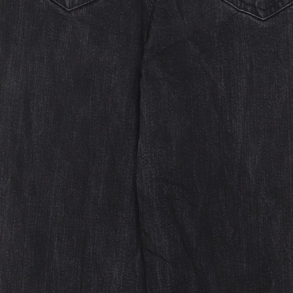 TU Womens Black Cotton Bootcut Jeans Size 16 L28 in Regular Zip - Pockets