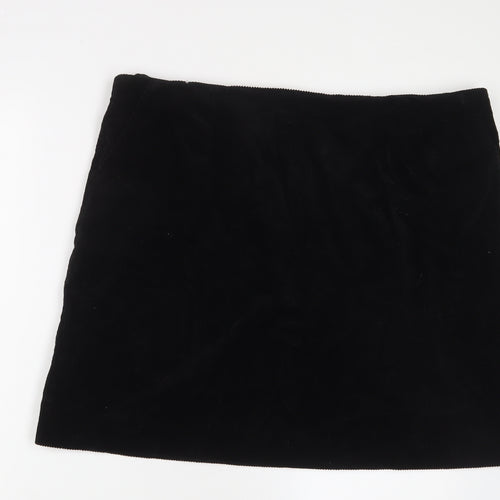 Joules Womens Black Cotton A-Line Skirt Size 18 Zip