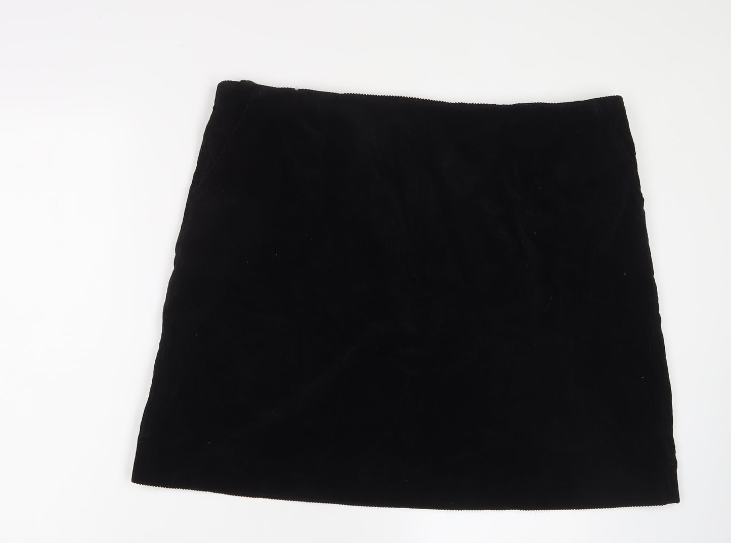 Joules Womens Black Cotton A-Line Skirt Size 18 Zip