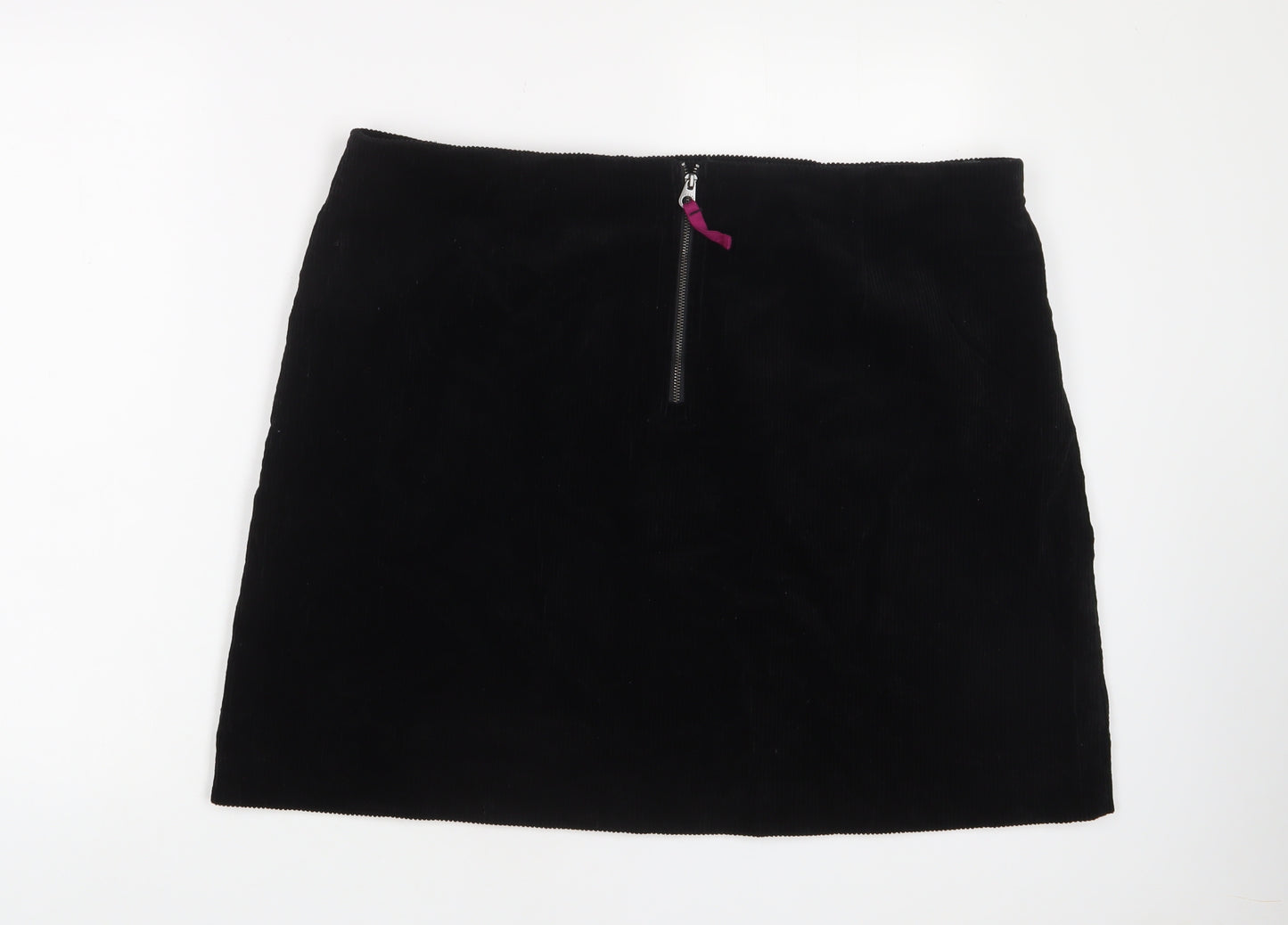 Joules Womens Black Cotton A-Line Skirt Size 18 Zip