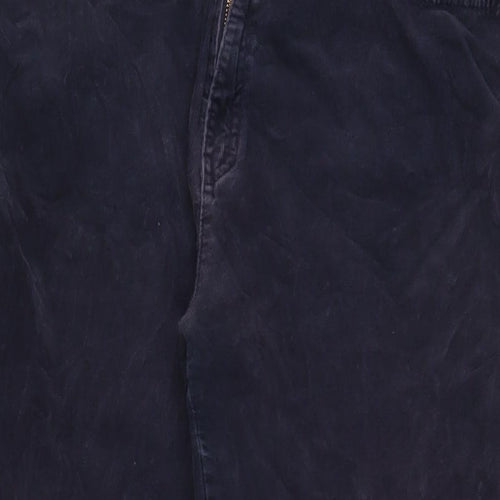 Marks and Spencer Womens Blue Cotton Trousers Size 16 L28 in Regular Zip - Pockets