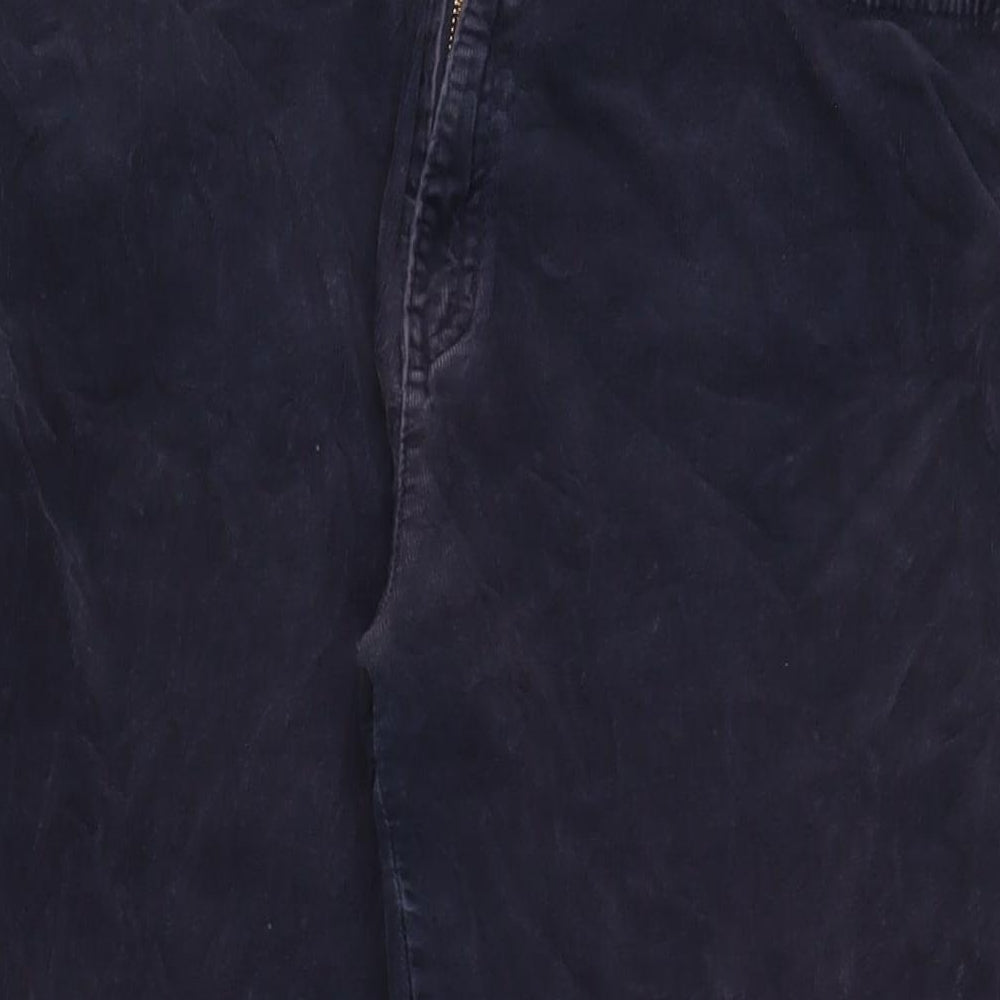 Marks and Spencer Womens Blue Cotton Trousers Size 16 L28 in Regular Zip - Pockets