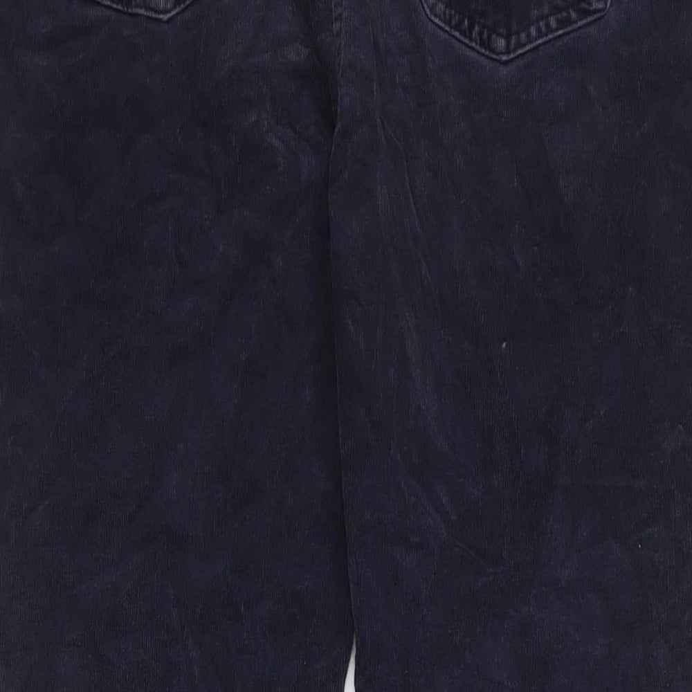 Marks and Spencer Womens Blue Cotton Trousers Size 16 L28 in Regular Zip - Pockets