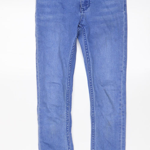 H&M Girls Blue Cotton Skinny Jeans Size 7-8 Years L23 in Regular Zip - Adjustable waist, Pockets