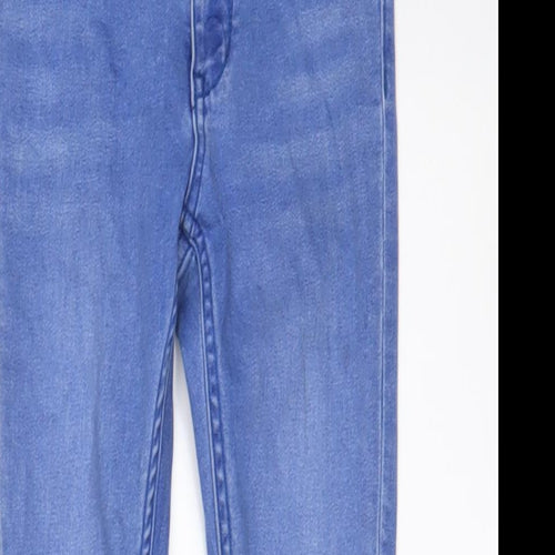 H&M Girls Blue Cotton Skinny Jeans Size 7-8 Years L23 in Regular Zip - Adjustable waist, Pockets