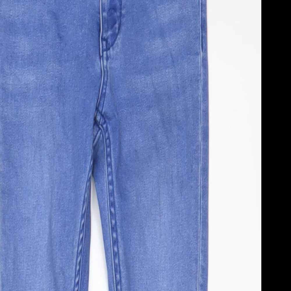 H&M Girls Blue Cotton Skinny Jeans Size 7-8 Years L23 in Regular Zip - Adjustable waist, Pockets