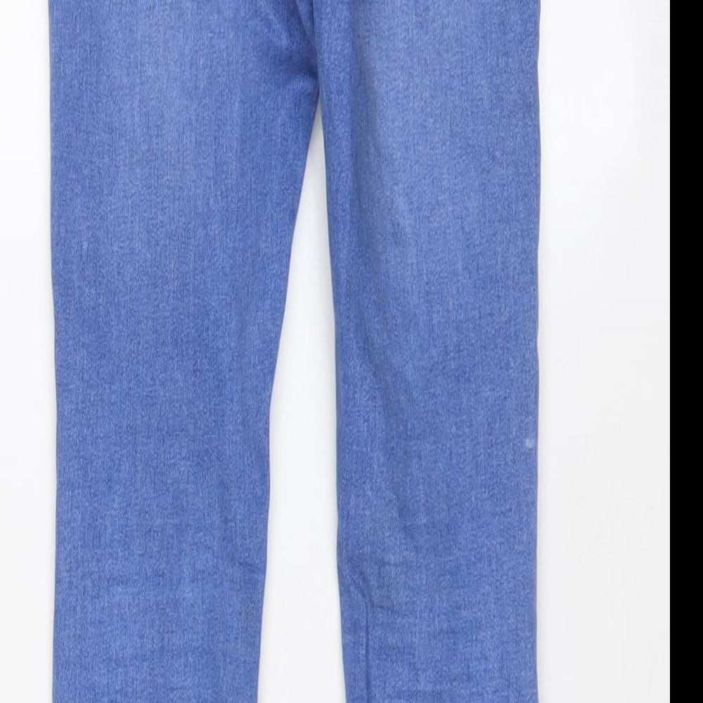 H&M Girls Blue Cotton Skinny Jeans Size 7-8 Years L23 in Regular Zip - Adjustable waist, Pockets
