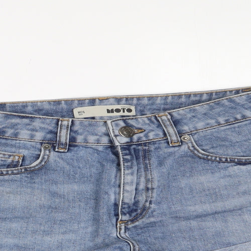 Topshop Womens Blue Cotton Basic Shorts Size 26 in Regular Zip - Pockets