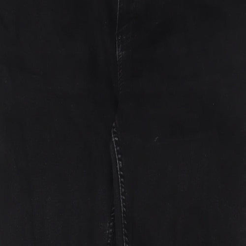 Marks and Spencer Womens Black Cotton Bootcut Jeans Size 16 L28 in Regular Zip - Pockets