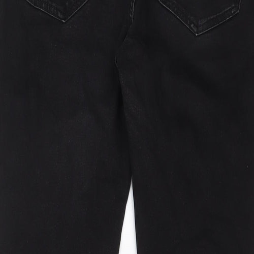 Marks and Spencer Womens Black Cotton Bootcut Jeans Size 16 L28 in Regular Zip - Pockets