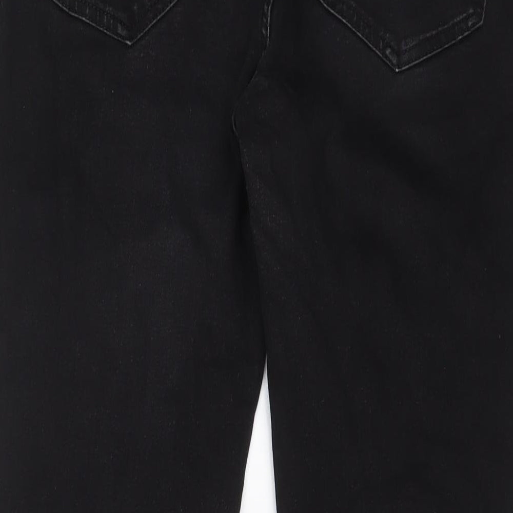 Marks and Spencer Womens Black Cotton Bootcut Jeans Size 16 L28 in Regular Zip - Pockets