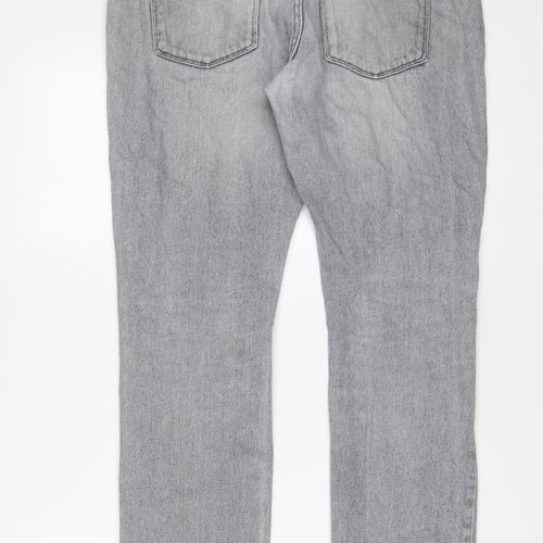 Boohoo Mens Grey Cotton Straight Jeans Size 32 in L30 in Regular Button