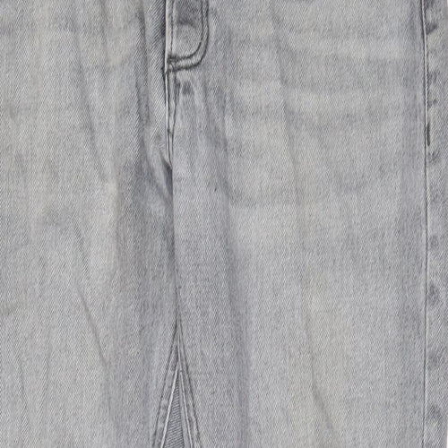Boohoo Mens Grey Cotton Straight Jeans Size 32 in L30 in Regular Button