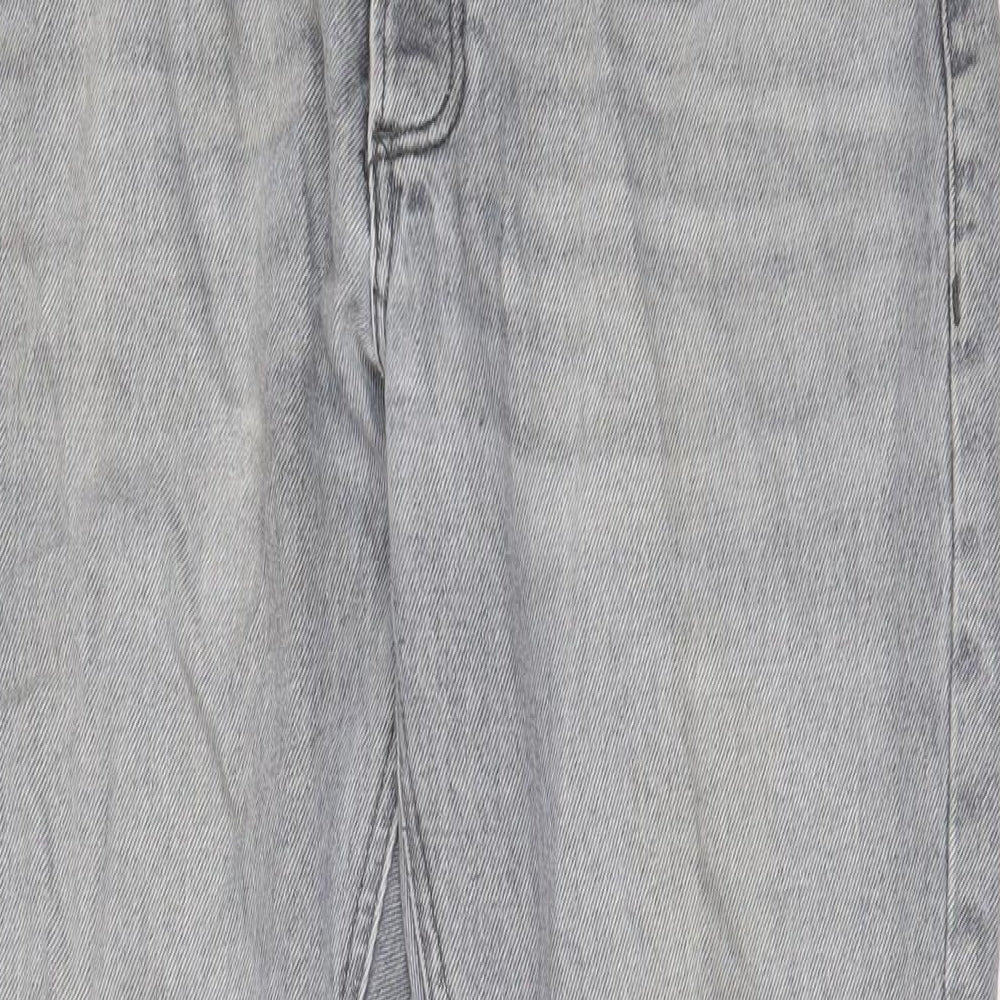 Boohoo Mens Grey Cotton Straight Jeans Size 32 in L30 in Regular Button