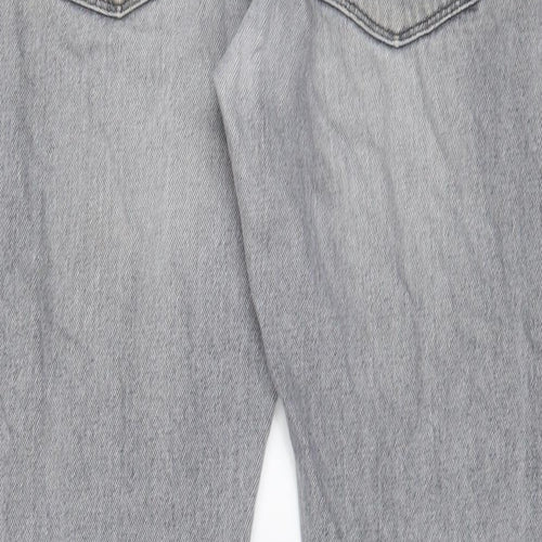 Boohoo Mens Grey Cotton Straight Jeans Size 32 in L30 in Regular Button