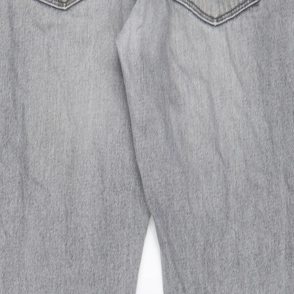 Boohoo Mens Grey Cotton Straight Jeans Size 32 in L30 in Regular Button