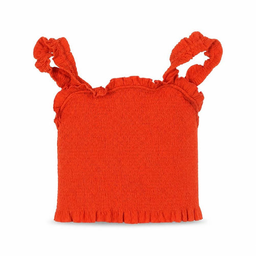 River Island Girls Orange Polyester Cropped Tank Size 11-12 Years Square Neck Pullover - Frill